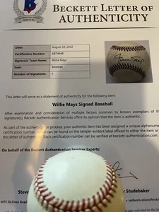Pallone autografato Willie Mays National League, Beckett LOA "Say Hey Kid" - Foto 1 di 12