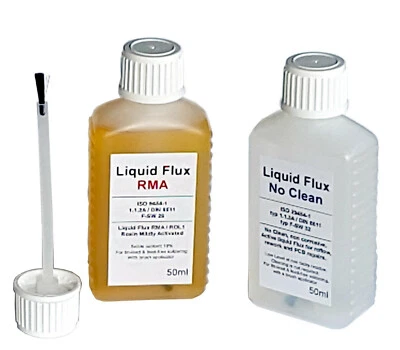Flux - liquid, No Clean or RMA, rework reflow pcb repairs, 50ml + brush -ref:968