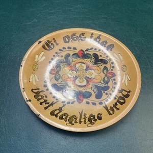 Vintage Norwegian Wooden Round Hand Painted Decorative Plate Norway Nordic - Picture 1 of 9