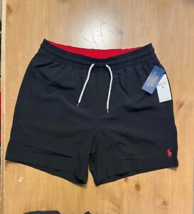 Men's Polo Ralph Lauren 5.75 Inch Traveler Swim Trunks Black Shorts - Medium NWT