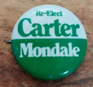 Reelegir Carter y Mondale 1980 Campaña Presidencial Pin-back Botón De Colección - Imagen 1 de 7