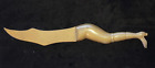 Antique Figural Booted Leg Solid Cast Brass Letter Opener 9.25"