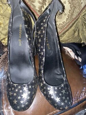 Vtg Madden Girl Gold Stars Prinnce Heel Strap Shoes RARE 8.5. - Изображение 1 из 4