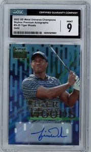 2022 UD Metal Universe Champions Tiger Woods Premium Gold Auto CGC 9 Auto 10 - Picture 1 of 2