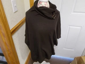 Tyler Boe 100% Cashmere Buckle Cape in Dark Brown Sz Large NWT - Picture 1 of 6