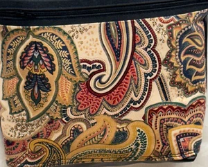 Crossbody Bag Black Paisley Print Handmade Adjustable Strap 2 Outside Pockets - Picture 1 of 16
