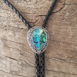 Abalone Shell Bola Bolo Tie Wedding Necklace for Men Women - Western Necktie - Picture 1 of 6