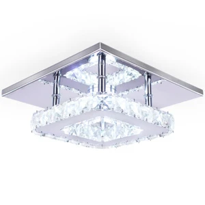 Modern Crystal Ceiling Light Semi Flush Mount Small Chandelier for Hallway Foyer - Picture 1 of 36