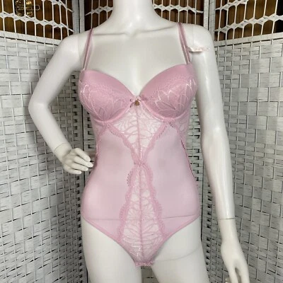 Body Daisy Fuentes Mujer M Rosa Encaje Malla Push-Up Con Aros Nuevo Sin Etiquetas Refuerzo a Presión Foto 1 de 4