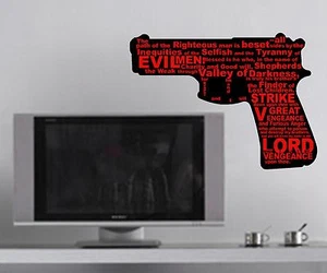Pulp Fiction Vengeance Quote Bumper Sticker Wall Art Car Ezekiel 25:17 Gun - Picture 1 of 2
