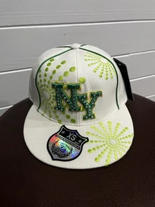 Cappello KB Ethos New York NY ricamato verde Bling nuovo con etichette taglia XS aderente - Foto 1 di 15