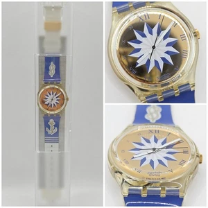 Swatch Gent GK140 Blue Anchorage 1992 NOS - Vintage Nautical Watch Boxed - Bild 1 von 15