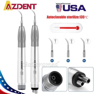AZDENT Dental Ultrasonic Air Perio Scaler Handpiece Hygienist 2/4Holes Tips*3 - Image 1 of 4