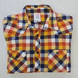 Topo Designs Mountain Flannel Shirt Orange Plaid Mens M Made in USA Western - Picture 1 of 19