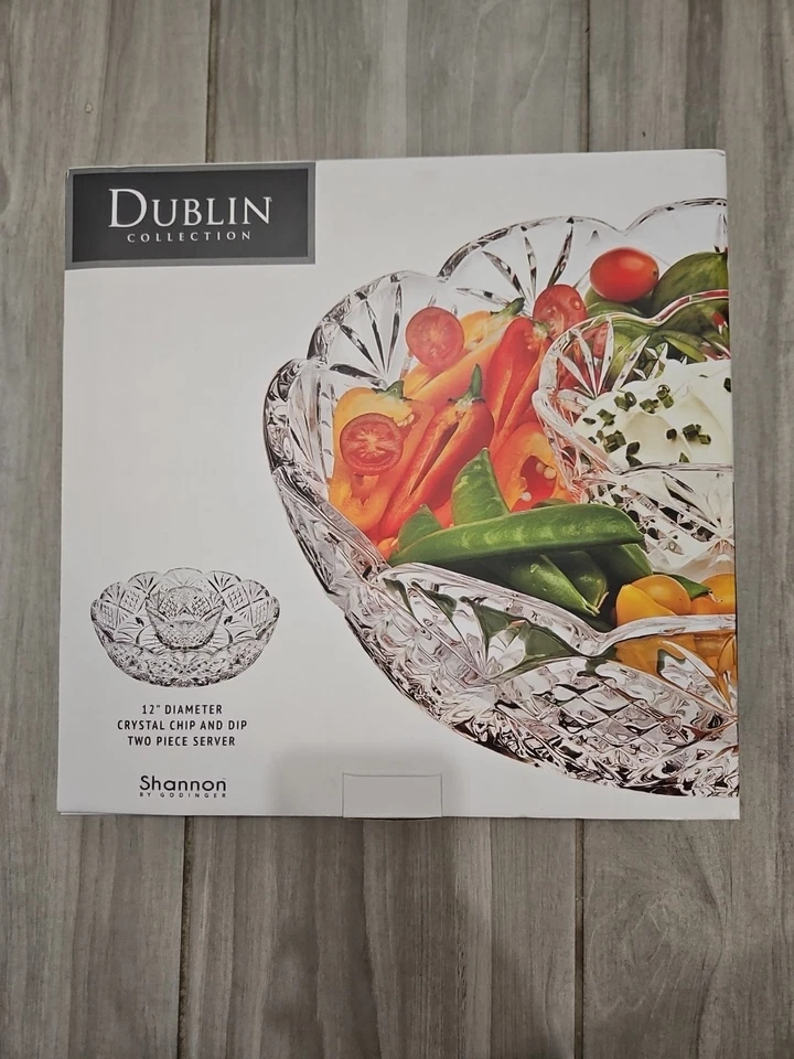Dublin Crystal Collection Grande 2 Piezas Cristal Chip and Dip Servidor Por Godinger Foto 1 de 4
