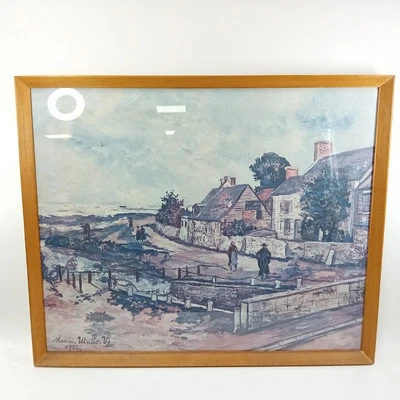 Maurice Utrillo Genet Facing Mont St. Michel Large Print Art Framed Vintage — 第 1/4 张图片