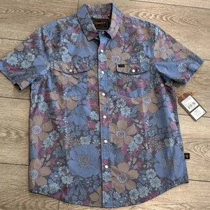 Howler Bros Shirt Mens Small H Bar B Pearl Snap Short Sleeve Flower Power Blue - Picture 1 of 6