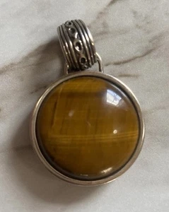 Barse 925 Sterling Silver Thailand AMBER Necklace Pendant Only No Chain - Picture 1 of 6