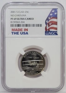2001 S Clad Statehood Quarter, North Carolina, NGC PF69 ULTRA CAMEO Made IN USA - Picture 1 of 2