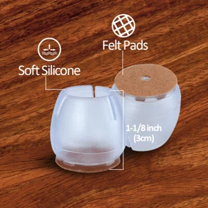 24x Silicone Felt Chair Leg Protector For Furniture Hardwood Floor Fit All Shape - Picture 1 of 12