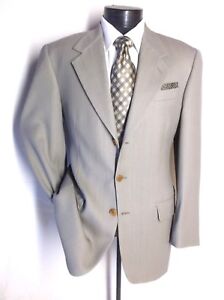 Principe by Marzotto Beige Striped 3 Button Man'sSuit Wool Size 40 33W x 29 1/2L