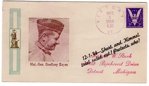 Linto WWII Patriotic 1944 Generalmajor Keyes "Kurzer und Kimmel Prozess ausgeschlossen!." - Bild 1 von 2