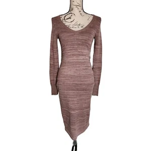 Victoria's Secret Long Sleeve V Neck Knit Sweater Midi Dress Pink Small - Picture 1 of 8