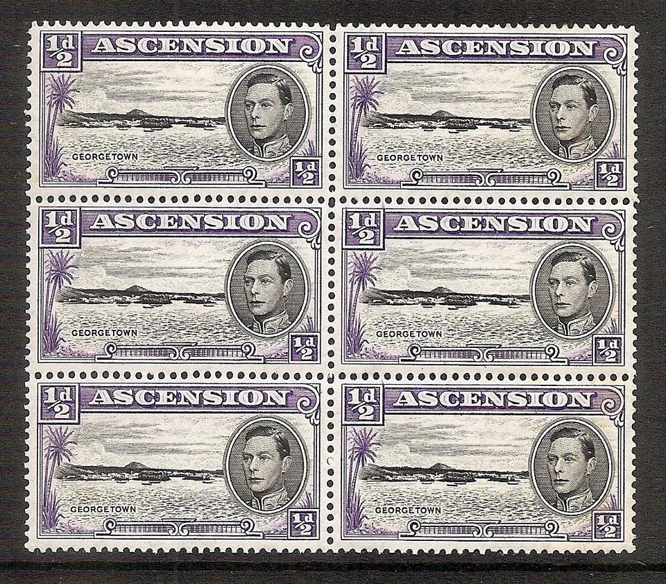 Ascension - 1938 кг VI стандартные - 1⁄2d. Value - Un-mounted Mint Block of Six - Изображение 1 из 1