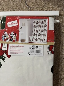 Disney Mickey and Minnie Mouse Gift Giving Christmas Fabric Shower Curtain 72x72 - Picture 1 of 6