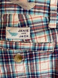 $38 Janie & Jack Boys Striped Plaid Shorts 100% Cotton Shark Pocket sz 4 NWT - Picture 1 of 8