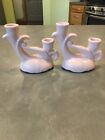 Vintage Lot of 2 Camark Pottery Pair of Pink Double Candle Holder Vases