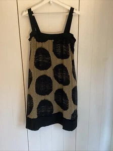 DIANE VON FURSTENBERG Stunning Sz 10 Black & Taupe Circle /Bow 100% Silk Dress - Picture 1 of 7