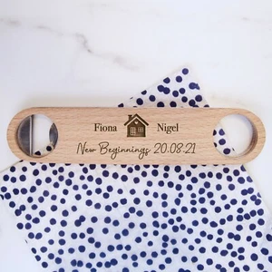 Personalised Wood Bottle Opener New Home Housewarming Gift for Couple Him Her - Picture 1 of 26