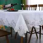 Table Cover White Linen Cotton Tablecloth Rectangular Flower Fabric