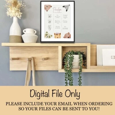 Печатная доска с вехами на первый день рождения, лев, медведь, панда, лиса вечеринка PDF печать - Изображение 1 из 4