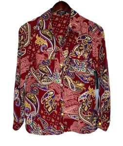 Damenbluse neu mit Etikett Notations mehrfarbig Paisley Langarm Knopfleiste, Medium - Bild 1 von 10