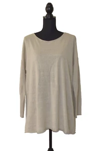 A5 NEW EILEEN FISHER Beige Organic Cotton & Linen LS Pullover Sweater Size S - Bild 1 von 4