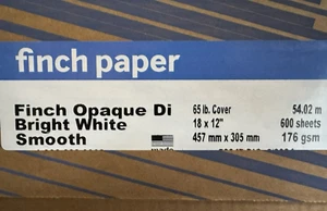 18" x 12" Bright White Smooth 65 lb. Cardstock Cover Paper - Finch Opaque Di - Picture 1 of 2