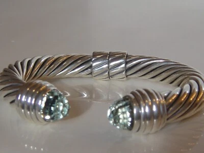 DAVID YURMAN SILVER PRASIOLITE CLASSIC BRACELET 10mm. - Image 1 of 4