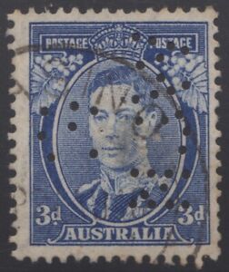 1938 3d blue KGVI die II “G NSW", thin paper, used