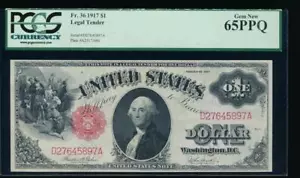 AC Fr 36 1917 $1 Legal Tender PCGS 65 PPQ gem uncirculated !!! - Picture 1 of 2