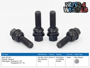 4 x Black Wheel Bolts fits Porsche Cayenne OEM Alloy Wheels - Picture 1 of 2