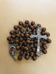 Rosario Vergine Maria fatto a mano, Croce su due lati, Perline di preghiera, Rosario cattolico - Foto 1 di 4