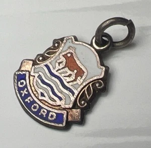 D&F 925 Plata de Ley Retro Colgante Dije Oxford Inglaterra Buey Bandera Esmalte Cresta - Imagen 1 de 9
