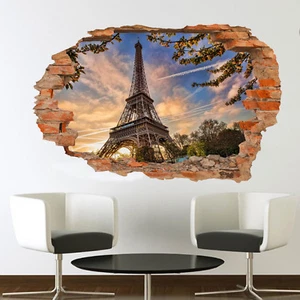 FRANCE PARIS EIFFEL TOWER WALL STICKERS 3D ART MURAL DECAL OFFICE HOME DECOR UG4 - Imagen 1 de 2