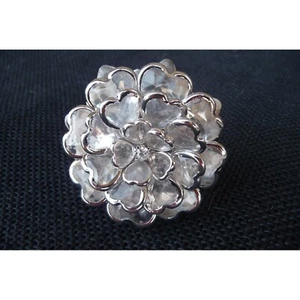 Vintage Drawer Pull Silver Heart Rhinestone Crystal Kitchen Cabinet Dresser Knob - Picture 1 of 4