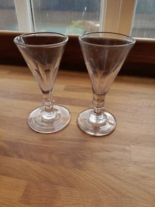 Matched pair antique trumpet flare cut knop glass c. 1840 - Picture 1 of 4