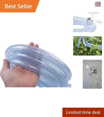 High Pressure Clear Braided PVC Tubing 3/4 inch ID 50 ft Food Water Fuel - Image 1 of 4