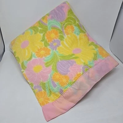 Vintage Fieldcrest Automatic Heat Blanket Mod 60s Flower Power Untested 72x80" - Image 1 of 4