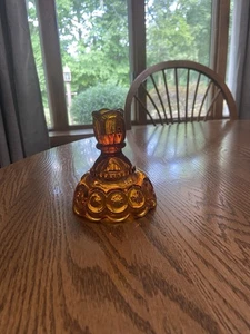 Vintage L.E. Smith Amber Moon and Stars Candle Holder - Picture 1 of 5
